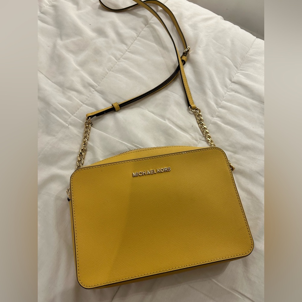 Michael Kors yellow Crossbody Bag with Gold Chain